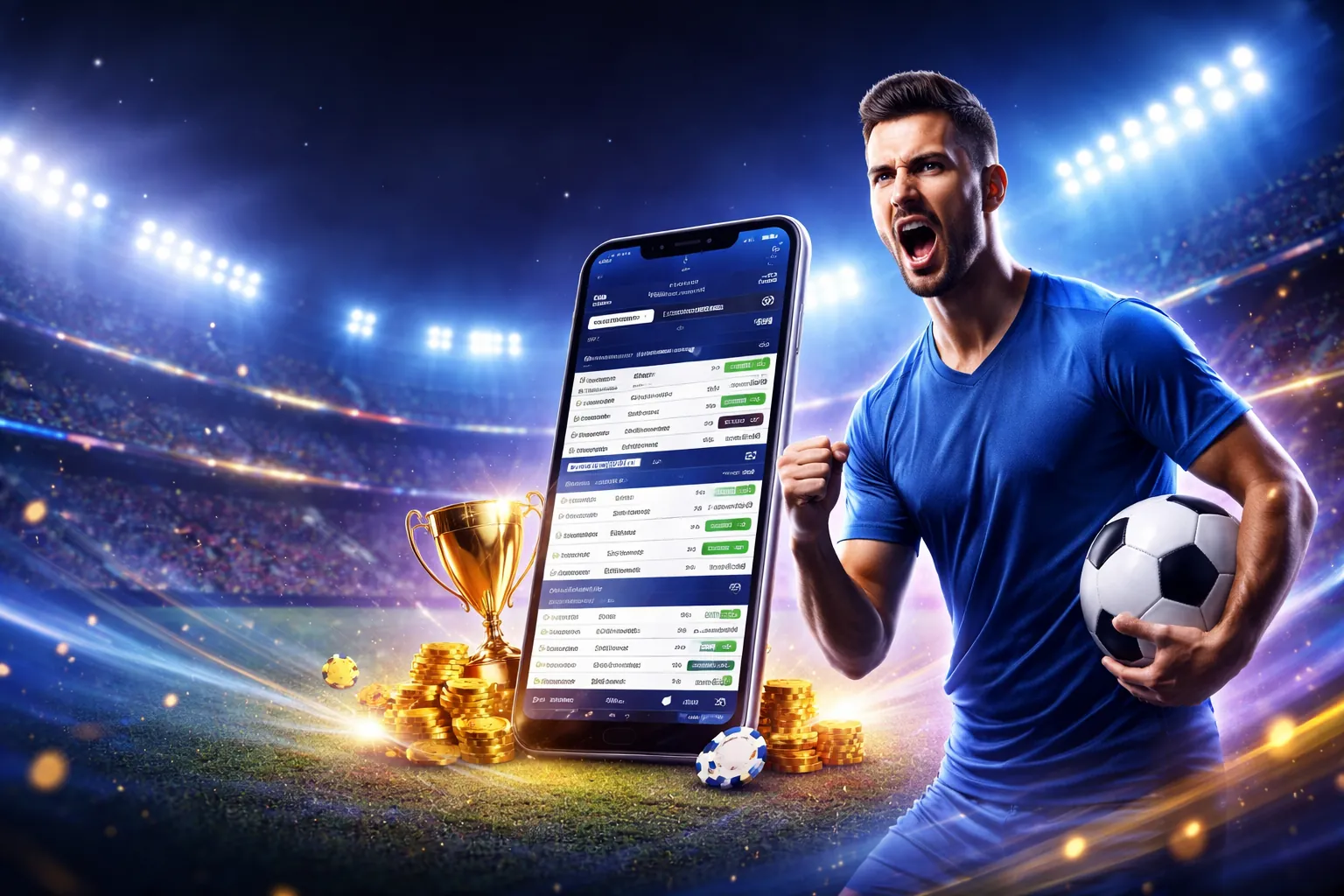 Sân vận động bóng đá với logo i9bet141